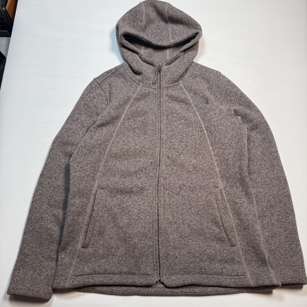 The North Face Jacket Womens Large Pink Sweater Fleece Full Zip Hooded Outdoor